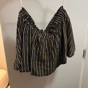 Winds of Change Strapless Striped Cropped Blouse